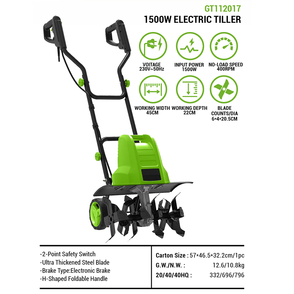 1500W Elektrikli Güçlü Çapa Ma - Soil Tilling Cultivator incelemesi ve fiyatı